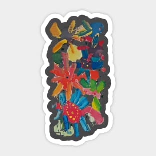 Colorful Abstract Art Finger Painting Sticker